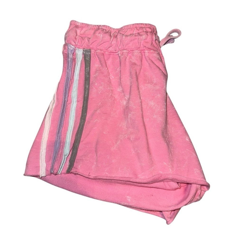 NWT BLOOM + POP Pink Stripe Acid Wash Raw Edge Juniors Short Shorts Barbiecore S - Picture 12 of 14
